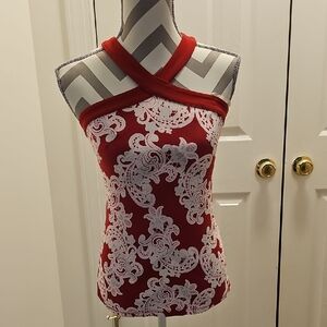 Red and White Women's Top